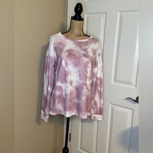 Women's Pink Lavender Mauve Tie Dye shirt Sz Large EUC